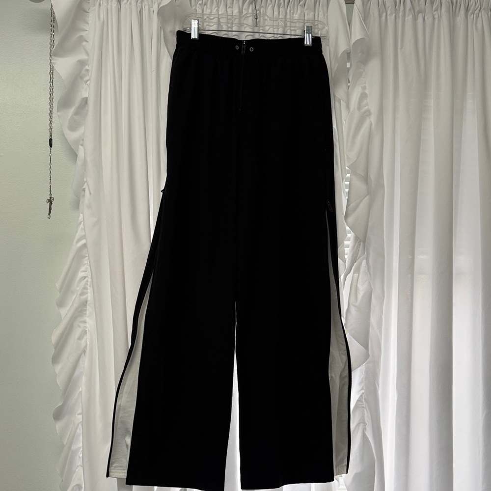 Free People Movement Black Wide-Leg Pants with Side Slits